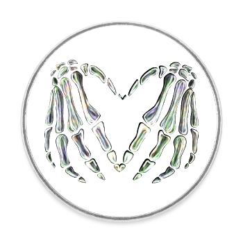Skeleton Hands Heart | Spooky & stylish design - Round  fridge magnet - white - Front