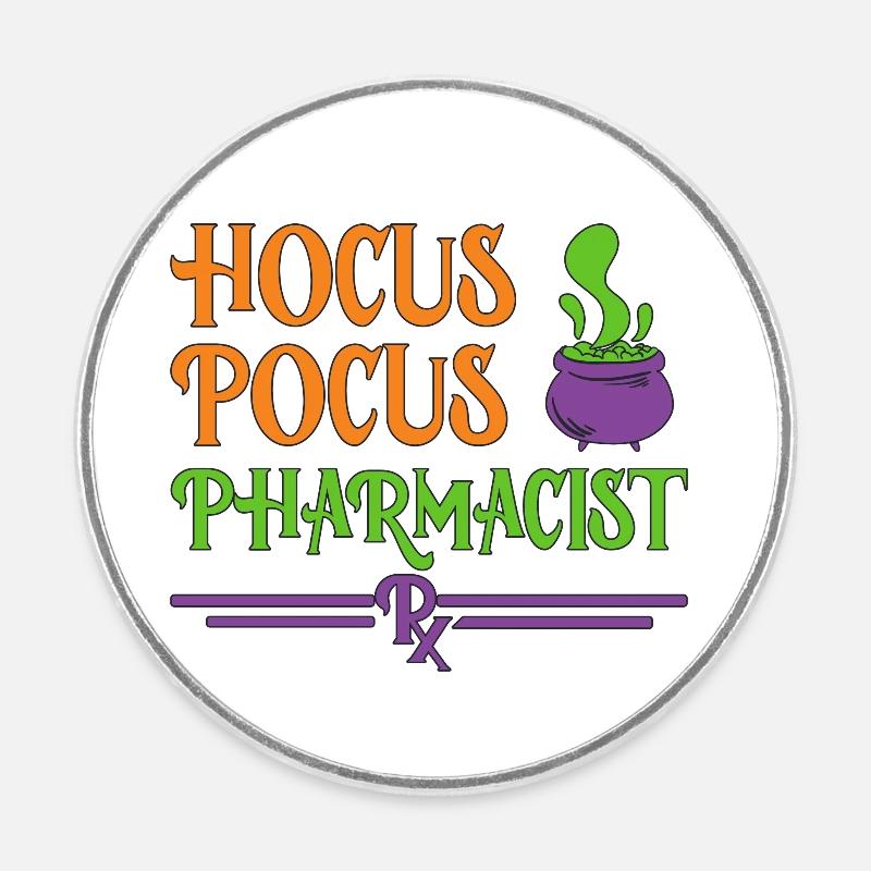 Pharmacien Halloween - Magnet rond - blanc