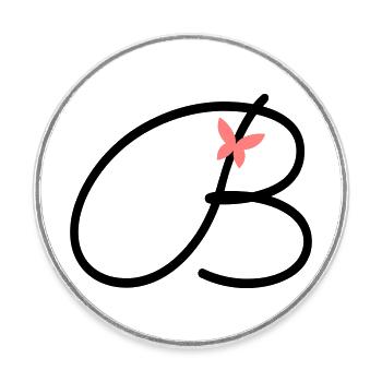 Buchstabe B Anfangsbuchstabe Schmetterling - Runder Kühlschrankmagnet - Weiß - Vorne