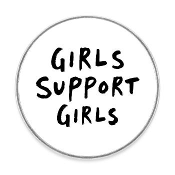Girls Support Girls Friendship - Round  fridge magnet - white - Front