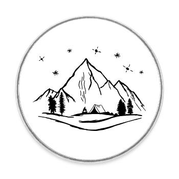 Berge, Zelten, Camping - Runder Kühlschrankmagnet - Weiß - Vorne