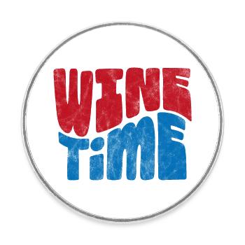 L’heure du vin - Magnet rond - blanc - Devant