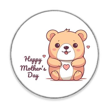 Mother's Day Teddy - Round  fridge magnet - white - Front