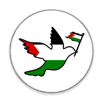 Free palestine - Magnet rond - blanc - Devant