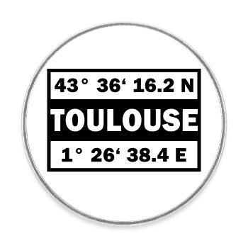 Toulouse Koordinaten Stadt Toulouse - Runder Kühlschrankmagnet - Weiß - Vorne