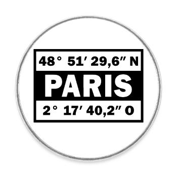 Paris coordonne la ville de Paris - Magnet rond - blanc - Devant