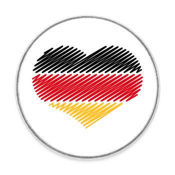 Herz Schwarz Rot Gold (Deutschland Flagge Skizze) - Runder Kühlschrankmagnet - Weiß - Vorne