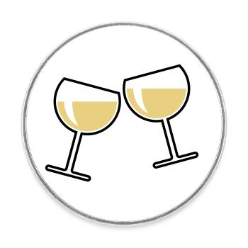 2 verres à vin blanc (vin blanc / vin / rond à / 2C) - Magnet rond - blanc - Devant