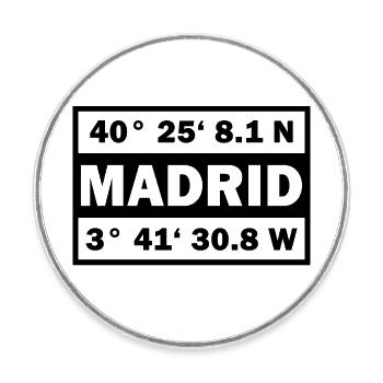 Coordonnées Madrid Espagne Madrid - Magnet rond - blanc - Devant