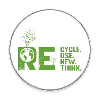 ReCycle ReUse ReNew ReThink - Round  fridge magnet - white - Front