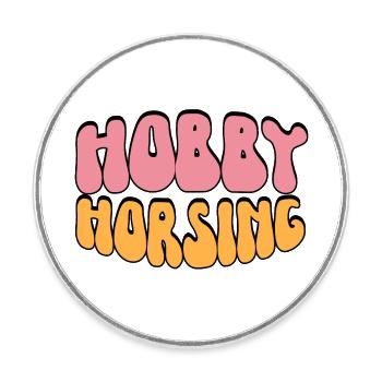 Retro Hobby Horsing Hobby Equitation - Magnet rond - blanc - Devant