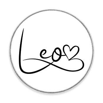 Leo Name First Name Heart Decor - Round  fridge magnet - white - Front