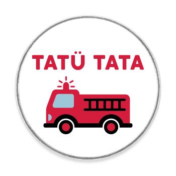 Tatü tata (Feuerwehrauto mit Leiter) - Runder Kühlschrankmagnet - Weiß - Vorne