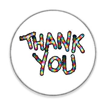 Thank You - Round  fridge magnet - white - Front