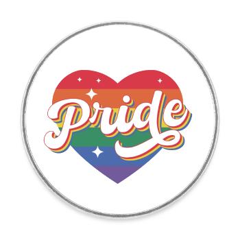 Pride Regenbogen Herz - Runder Kühlschrankmagnet - Weiß - Vorne