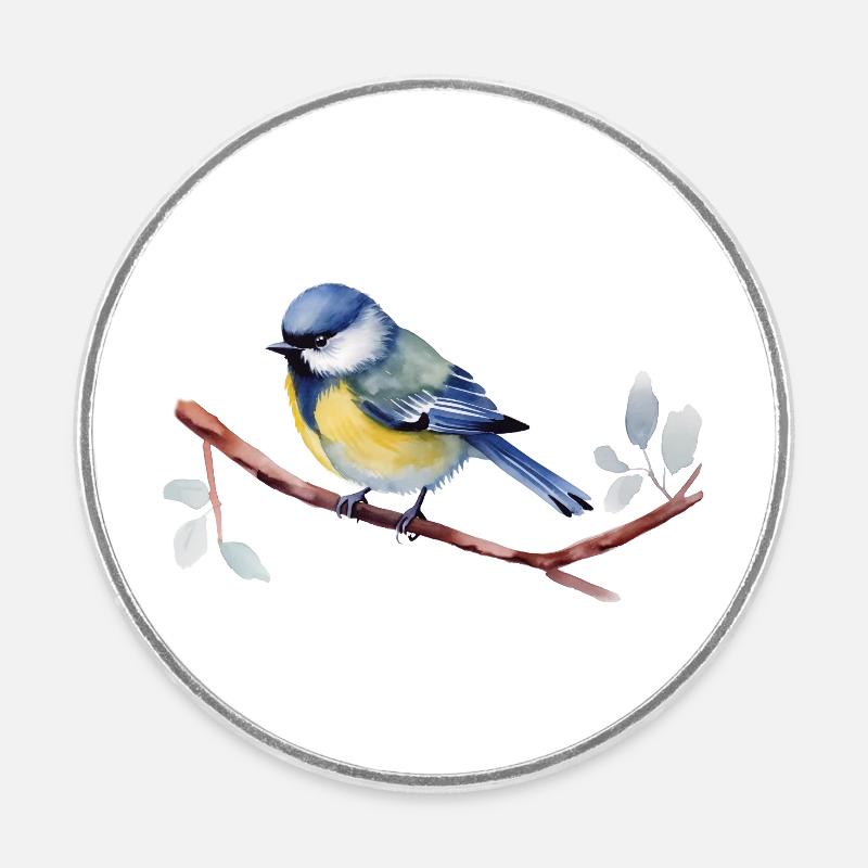 Meise Singvogel, Blaumeise - Runder Kühlschrankmagnet - Weiß