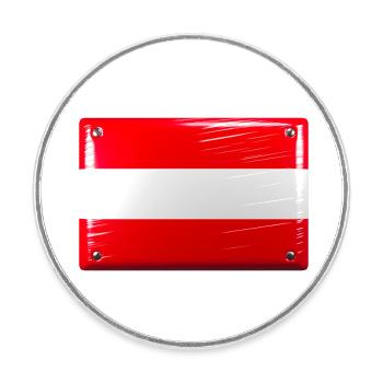 Austria Flag Flag Tin Sign Look - Round  fridge magnet - white - Front