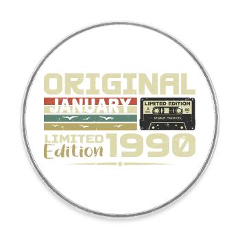 Januar 1990 | Januar 1990 Geburtstagsgeschenk - Runder Kühlschrankmagnet - Weiß - Vorne