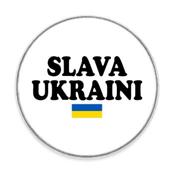 Slava ukraini - Magnet rond - blanc - Devant