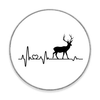 Herzschlag Hirsch EKG Rothirsch - Runder Kühlschrankmagnet - Weiß - Vorne