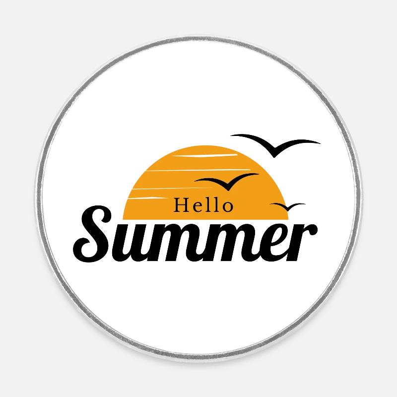 Hello Summer - Round  fridge magnet - white