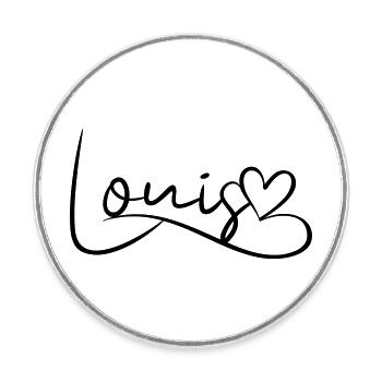 Louis Nom Prénom Coeur Décor - Magnet rond - blanc - Devant