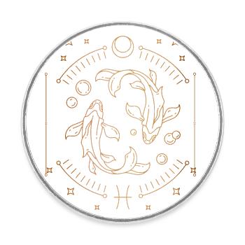 Signe des Poissons : Constellation du zodiaque - Magnet rond - blanc - Devant