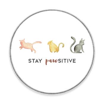 Restez pawsitif / restez positif - Magnet rond - blanc - Devant