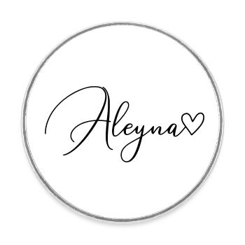 Aleyna Name Vorname Mädchen - Runder Kühlschrankmagnet - Weiß - Vorne