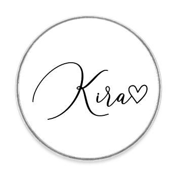 Kira Surname First Name Girl - Round  fridge magnet - white - Front