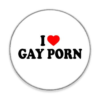 I love gay porn - Magnet rond - blanc - Devant