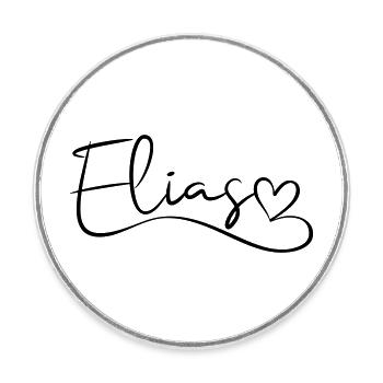 Elias Surname First Name Heart Decor - Round  fridge magnet - white - Front