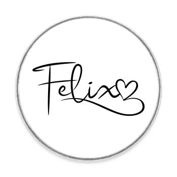Felix Name Vorname Herzdekor - Runder Kühlschrankmagnet - Weiß - Vorne