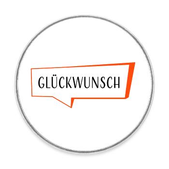 Sprechblase Glueckwunsch - 2 Farben - Runder Kühlschrankmagnet - Weiß - Vorne