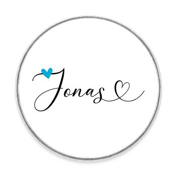 Jonas Name Vorname Kalligrafieherz - Runder Kühlschrankmagnet - Weiß - Vorne