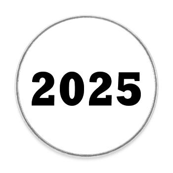 2025 - Runder Kühlschrankmagnet - Weiß - Vorne