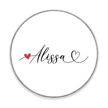 Alissa Nom Prénom Calligraphie Coeur - Magnet rond - blanc - Devant