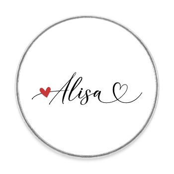 Alisa Name Vorname Kalligrafieherz - Runder Kühlschrankmagnet - Weiß - Vorne
