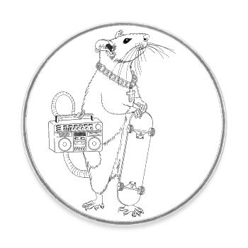 Skater Rat Hip Hop Rap Skater Rat - Magnet rond - blanc - Devant