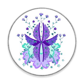 biblically accurate angel seraph seraphim purple - Round  fridge magnet - white - Front