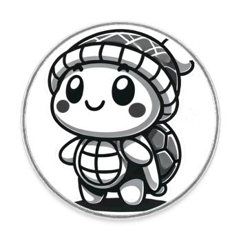 Curious Turtle - Hat Explorer - Round  fridge magnet - white - Front