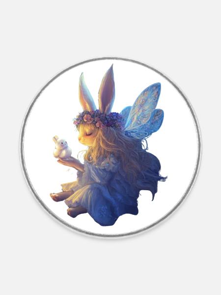 Fairy Bunny - Runder Kühlschrankmagnet - Weiß