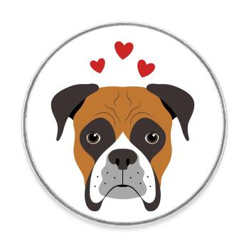 Boxer Liebe - Runder Kühlschrankmagnet - Weiß - Vorne