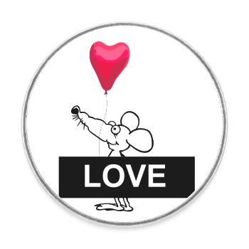 Herz Maus mit LOVE Balken - Runder Kühlschrankmagnet - Weiß - Vorne