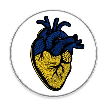 I Stand With Ukraine Flag Heart - Round  fridge magnet - white - Front
