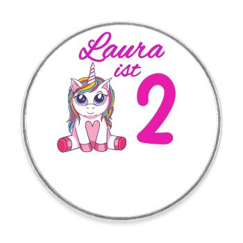 Kindergeburtstag 2 Jahre Mädchen Name Laura - Runder Kühlschrankmagnet - Weiß - Vorne