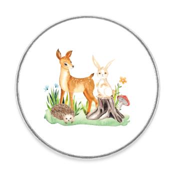 Animal deer rabbit hedgehog Lilli - Round  fridge magnet - white - Front