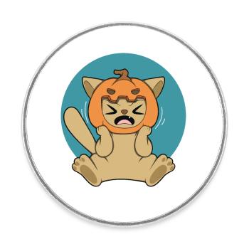 PUMPKIN CAT Halloween Apocalypse Horror Sweet - Round  fridge magnet - white - Front