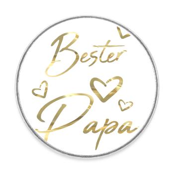 Bester Papa gold - Runder Kühlschrankmagnet - Weiß - Vorne