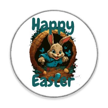 happy Easter Osterhase im Osterkorb Hase Ostern - Runder Kühlschrankmagnet - Weiß - Vorne